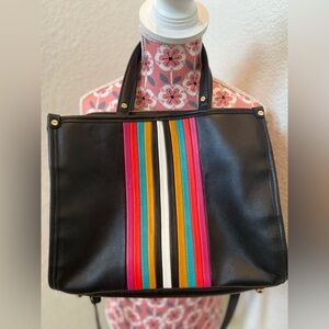 INC Multicolor Stripe Black Tote Bag